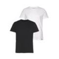 T-Shirt LEE, Herren, Gr. M, schwarz-weiß (schwarz, weiß), Obermaterial: 100% Baumwolle, Basic, schmal, Rundhals, Kurzarm, Shirts