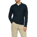 Strickpullover S.OLIVER, Herren, Gr. XL, blau, Strick, Obermaterial: 100% Baumwolle, unifarben, casual, regular fit taillenbedeckt, Langarm Rippbündchen, Pullover, mit Polokragen