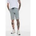 Shorts STREET ONE MEN, Herren, Gr. 30, Kurz, grau (seashell grau), Web, 98% Baumwolle, 2% Elasthan, unifarben, casual, gerade kurz, Hosen, mit Tunnelzugband