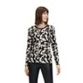 Kurzarmshirt BETTY BARCLAY "Betty Barclay Basic Shirt mit Print", Damen, Gr. 42, schwarz (schwarz, beige), Jersey, Obermaterial: 95% Viskose, 5% Elasthan., casual, tailliert normal, Langarm, Shirts, Rippbündchen