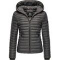 Steppjacke NAVAHOO "Kimuk", Damen, Gr. M, grau (anthra), Obermaterial: 100% Nylon, Futter: 100% Polyester, Wattierung: 100% Polyester, Ärmelfutter: 100% Polyester, casual, figurbetont hüftlang, Langarm Ärmel ohne Ärmelschlitz Rippstrickbündchen kontrastfarben, Jacken, leichte Übergangsjacke mit Kapuze