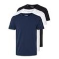 T-Shirt SELECTED HOMME "SLHROLAND SS O-NECK TEE 3-PACK NOOS", Herren, Gr. M, schwarz, Jersey, Obermaterial: 95% Baumwolle, 5% Elasthan, unifarben, Basic, regular fit normal, Rundhals, Kurzarm, Shirts