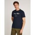 T-Shirt TOMMY HILFIGER "SCRIPT LOGO TEE", Herren, Gr. L, blau (desert sky), Single Jersey, Obermaterial: 100% Baumwolle, casual, regular fit hüftlang, Rundhals, Kurzarm abgesteppt, Shirts, mit aufgesticktem Logo