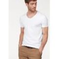 T-Shirt JACK & JONES "SLIM- FIT BASIC TEE V-NECK", Herren, Gr. L (48), weiß, Obermaterial: 92% Baumwolle, 8% Elasthan, unifarben, modisch, schmal, V-Ausschnitt, Kurzarm, Shirts, mit V-Ausschnitt