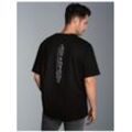 T-Shirt TRIGEMA "TRIGEMA Oversized T-Shirt mit Rückenprint", Herren, Gr. L, schwarz, 100% Baumwolle, Basic, Halbarm, Shirts