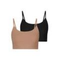 Bustier LASCANA, Damen, Gr. 32/34, N-Gr, schwarz (beige, schwarz), Obermaterial: 95% Baumwolle, 5% Elasthan, BHs Bustier, aus elastischer Baumwolle