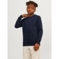 Sweatshirt JACK & JONES JUNIOR "JJEBRADLEY SWEAT CREW NOOS JNR", Jungen, Gr. 128, blau (navy blazer), Sweatware, Obermaterial: 61% Polyester, 39% Baumwolle, unifarben, casual, regular fit, Rundhals, Langarm Rippbündchen, Sweatshirts