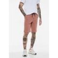 Shorts STREET ONE MEN, Herren, Gr. 30, Kurz, rot (smoky rot), Web, 98% Baumwolle, 2% Elasthan, unifarben, casual, gerade kurz, Hosen, mit Tunnelzugband