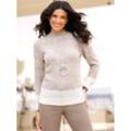 Stehkragenpullover CLASSIC BASICS "Stehkragen-Pullover", Damen, Gr. 38, beige (sesam, ecru, meliert), 100% Polyacryl, gemustert, mehrfarbig, Langarm, Pullover