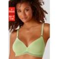 Soft-BH PETITE FLEUR, Damen, Gr. 70, Cup C, grün (mint, weiß), Jersey, Obermaterial: 95% Baumwolle, 5% Elasthan, Basic, BHs Bralette Triangel-BH Bügelloser-BH BH, ohne Bügel, in zierlichem Triangel Look