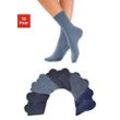 Freizeitsocken H.I.S, Damen, Gr. 35-38, blau (10x blau), Obermaterial: 76% Baumwolle, 23% Polyamid, 1% Elasthan, unifarben, elastisch, Socken, mit weichen Rippbündchen