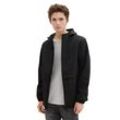 Softshelljacke TOM TAILOR DENIM, Herren, Gr. XXL, schwarz, Softshell, Obermaterial: 100% Polyester. Futter: 100% Polyester, unifarben, casual, relaxed fit taillenbedeckt, ohne Ausschnitt, Langarm, Jacken, mit Kapuze