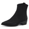 Westernstiefelette MARCO TOZZI, Damen, Gr. 36, schwarz, Textil, unifarben, Glitzer, Veloursleder, modisch, Schuhe Cowboyboots Cowboy-Stiefelette Stiefelette, Blockabsatz, Cowboy Stiefelette, Boots, funkelnde Glitzersteinchen