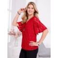 Schlupfbluse CLASSIC BASICS, Damen, Gr. 44, rot, 100% Polyamid, unifarben, V-Ausschnitt, Kurzarm, Blusen