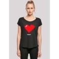 T-Shirt F4NT4STIC "Pixel Herz Good Vibes Happy People", Damen, Gr. S, schwarz, Obermaterial: 100% Baumwolle, casual, regular fit, Rundhals, Kurzarm ohne Bündchen, Shirts, Print