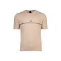 T-Shirt BOSS "T-Shirt Unique T-Shirt 1er Pack", Herren, Gr. L, braun (hellbraun), Obermaterial: 95% Baumwolle CO. 5% Elasthan EL., Kurzarm, Shirts