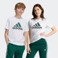 T-Shirt ADIDAS SPORTSWEAR "U BL 2 TEE", Kinder, Gr. 176, grün (weiß, collegiate grün, schwarz), Obermaterial: 100% Baumwolle, sportlich, Rundhals, Kurzarm, Shirts