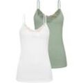 Klassische Bluse CLOUD 5IVE "CLOUD 5IVE Cloud5ive Damen Top 2er Set V-Neck Spitzentop weiss", Damen, Gr. M, grün, 100% Baumwolle, Blusen