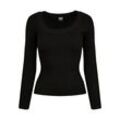 Rundhalspullover URBAN CLASSICS "Urban Classics Damen Ladies Wide Neckline Sweater", Damen, Gr. XL, schwarz, 35% Viskose, 35% Polyacryl, 30% Nylon & Polyamid, unifarben, casual, slim fit, Rundhals, Langarm, Pullover