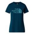 T-Shirt THE NORTH FACE "W S/S EASY TEE", Damen, Gr. XS, blau (midnight petrol, algae b), Single Jersey, Obermaterial: 60% Baumwolle, 40% Polyester, unifarben, sportlich, Rundhals, Kurzarm eingesetzt eingefasste Kante, Shirts