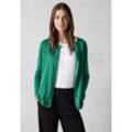 Cardigan CECIL, Damen, Gr. L (42), grün (malachite grün), Web, Stoff, 60% Baumwolle, 40% Viskose, unifarben, casual, normal hüftbedeckend, Rundhals, Langarm Bündchen, Strickjacken, Rundhalsausschnitt