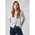 Cardigan CECIL, Damen, Gr. L (42), grau (chalk grau melange), Web, 60% Baumwolle, 40% Viskose, unifarben, casual, normal normal, V-Ausschnitt, Langarm Bündchen, Strickjacken, mit V-Ausschnitt