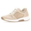 Keilsneaker GABOR ROLLINGSOFT, Damen, Gr. 37, beige (hellbeige), Veloursleder, Textil, unifarben, sportlich, Schuhe, Freizeitschuh, Halbschuh, Schnürschuh im sommerlichem Materialmix