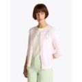 Cardigan TOMMY HILFIGER "CO JERSEY STITCH CARDIGAN", Damen, Gr. L (40), rosa (light pink), Feinstrick, Obermaterial: 67% Baumwolle, 33% Polyamid, unifarben, casual, regular fit hüftlang, Rundhals, Langarm Rippstrickbündchen, Strickjacken, mit Logostickerei