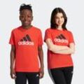 T-Shirt ADIDAS SPORTSWEAR "U BL 2 TEE", Kinder, Gr. 176, rot (bright rot, schwarz), Obermaterial: 100% Baumwolle, sportlich, Rundhals, Kurzarm, Shirts