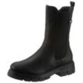 Chelseaboots RIEKER, Damen, Gr. 39, schwarz, Lederimitat, klassisch, Schuhe, Stiefelette, Blockabsatz, Boots mit breitem Stretcheinsatz