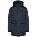 Parka BUGATTI, Herren, Gr. 50, blau (marine), 100% Polyester, unifarben, casual, regular fit, Langarm normaler Saum, Jacken, mit abtrennbarer Kapuze