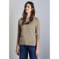 Strickpullover STREET ONE, Damen, Gr. 34, honey sand meliert, Stoff, 60% Viskose, 40% Baumwolle, unifarben, casual, gerade normal, U-Boot-Ausschnitt, Langarm Bündchen, Pullover, mit U-Boot-Ausschnitt