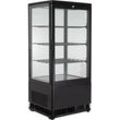 GastroHero Kühlvitrine ECO 78 Liter, LED-Beleuchtung, 3 Roste, schwarz