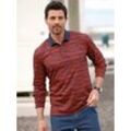 Langarmshirt MARCO DONATI "Langarm-Poloshirt", Herren, Gr. 48/50, orange (terra, meliert), 100% Baumwolle, meliert, Langarm, Shirts