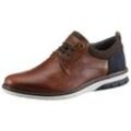 Schnürschuh RIEKER, Herren, Gr. 42, braun (cognac, dunkelbraun, dunkelblau), Leder, Velourslederimitat, Veloursleder, casual, Schuhe, 150 Jahre RIEKER Jubiläumsartikel, Freizeitschuh, Halbschuh, Schnürer