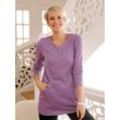 Langarmshirt CLASSIC BASICS "Winter-Shirt", Damen, Gr. 36, lila (violett, schwarz, meliert), 95% Polyester, 5% Elasthan, meliert, Rundhals, Langarm, Shirts