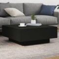 Couchtisch,Kaffeetisch,Wohnzimmertisch mit LED-Leuchten Schwarz 80x80x31 cm CFW114114