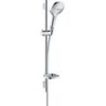 Brausegarnitur HANSGROHE "Raindance Select E", silber (chrom), Messing, Brausegarnituren, 12cm, wassersparend, Duschstange 65cm und Seifenschale