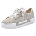 Plateausneaker RIEKER, Damen, Gr. 40, grau (hellgrau), Nubuklederimitat, sportlich, Schuhe Damenschuh Plateausneaker Skaterschuh Sneaker, mit Zier-Reißverschluss, Freizeitschuh, Halbschuh, Schnürschuh