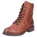 Schnürstiefelette RIEKER, Damen, Gr. 38, braun (cognac), Lederimitat, klassisch, Schuhe, Schnürboots, Blockabsatz, mit Schaftprägung und Innenreißverschluss