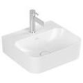 Villeroy und Boch Finion Handwaschbecken 436444RW 43x39cm, stone white C+, 1 Hahnloch, verdeckter Überlauf