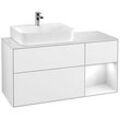 Villeroy und Boch Finion Waschtischunterschrank G151GFGF 120cm, Abdeckplatte white matt, Emotion, Regal links Glossy white lacquer, Glossy white lacquer