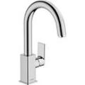 hansgrohe Vernis Shape Waschtischarmatur 71564000 mit Schwenkauslauf und Zugstangen-Ablaufgarnitur, chrom