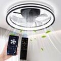 Hengda LED Deckenventilator mit Beleuchtung und Fernbedienung Dimmbar Deckenleuchte Schlafzimmer Wohn 48CM