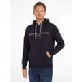 Kapuzensweatshirt TOMMY HILFIGER "TOMMY LOGO HOODY", Herren, Gr. S (46), weiß (sky captain), Obermaterial: 72% Baumwolle, 28% Polyester, casual, Basic schmal, Langarm Rippbündchen, Sweatshirts