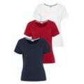 T-Shirt EASTWIND, Damen, Gr. 32/34, bunt (marine, rot, weiß), Obermaterial: 100% Baumwolle, Basic, figurumspielend hüftlang, Kurzarm, Shirts, Kurzarm, hüftlang, für die Freizeit, aus Baumwolle