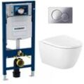 Geberit WC-Pack Geberit Duofix Vorwandelement UP320 + Roca WC ohne Spülrand + WC-Sitz Soft Close + Sigma01 Betätigungsplatte