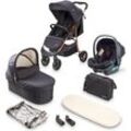 Kombi-Kinderwagen BABYGO "Style - 3in1, rosegold/black", Baby, schwarz, Kinderwagen, inkl. Babyschale mit Adaptern u. Wickeltasche