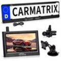 CARMATRIX Funk Rückfahrkamera Digital im Nummernschildhalter mit 4,3" Monitor Nachtsicht LED's ( ohne Solar )