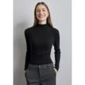 Rollkragenpullover STREET ONE, Damen, Gr. 42, schwarz, Strick, Obermaterial: 52% Viskose, 28% Polyester, 20% Nylon, unifarben, casual, körpernah hüftbedeckend, Rundhals, Pullover, mit Rippstruktur